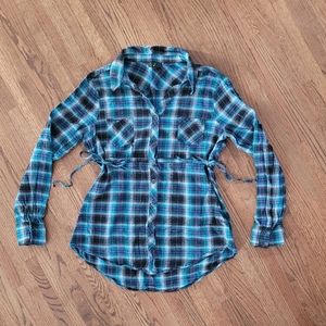 Girls cotton plaid button down shirt